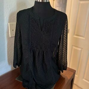 Daniel Rainn Elegant Vintage Black Lace & Eyelet Blouse. Size S.
